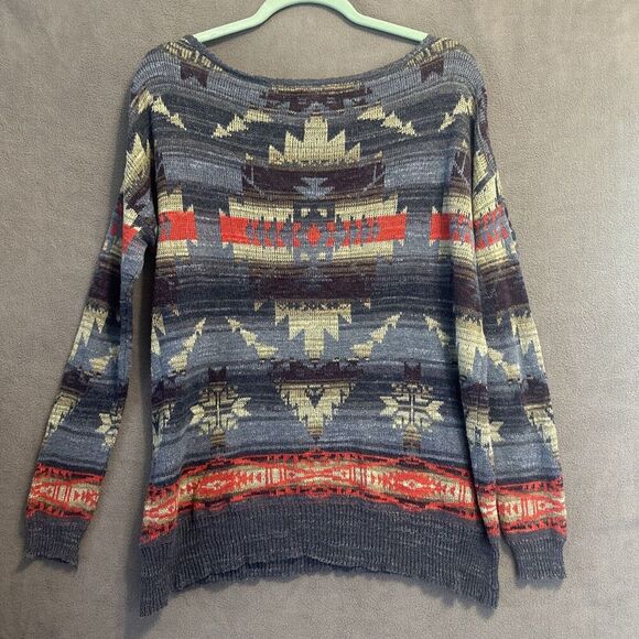 Denim & Supply Ralph Lauren Aztec Knit Light Sweater Womens Small Southwestern - Picture 3 of 7